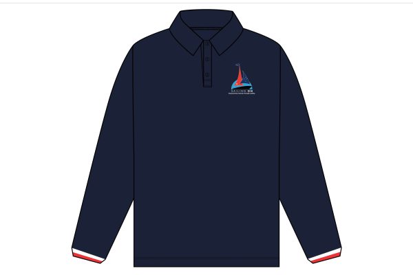 Sailing On long sleeve polo front Sailing On polyester long sleeve polo shirt - All orders will be sent to Sailing On for distribution
