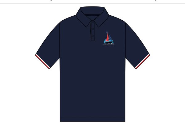 Sailing On short sleeve polo front Sailing On polyester short sleeve polo shirt - All orders will be sent to Sailing On for distribution